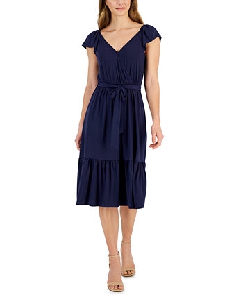 Женское многоярусное платье миди с рукавами-крылышками JPR