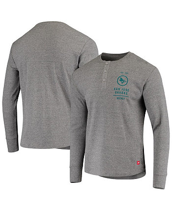 Men's Heathered Gray San Jose Sharks Campbell Henley Long Sleeve T-shirt Sportiqe