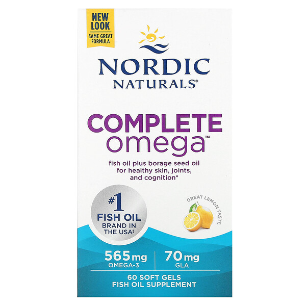 Complete Omega, Лимон, 60 мягких таблеток Nordic Naturals