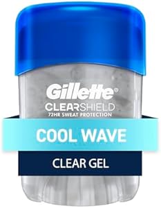 Gillette Antiperspirant and Deodorant for Men, 72hr Sweat Protection, Anti-White Mark, Clear Gel, Cool Wave Scent, 0.5 oz Gillette