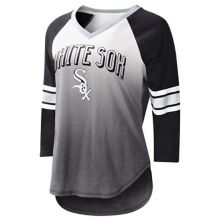 Женская футболка G-III 4Her by Carl Banks белая/черная Chicago White Sox, футболка реглан с рукавами 3/4 и v-образным вырезом In The Style