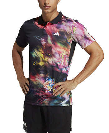 Men's Melbourne Tennis HEAT.RDY FreeLift Slim-Fit Abstract-Print Performance Polo Shirt Adidas