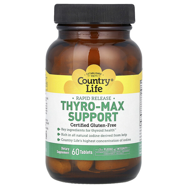 Поддержка Thyro-Max с быстрым высвобождением, 60 таблеток Country Life