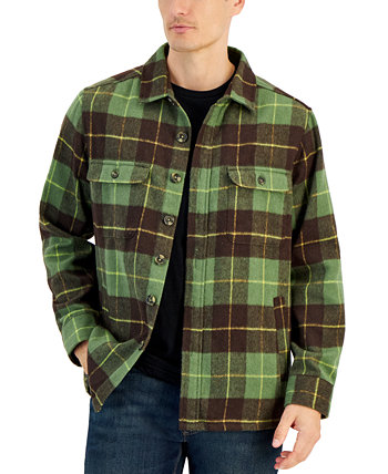 Мужская куртка-рубашка в клетку с пуговицами спереди, созданная для Macy's Club Room