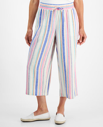 Petite Striped Wide-Leg Cropped Pants, Created for Macy's Style & Co