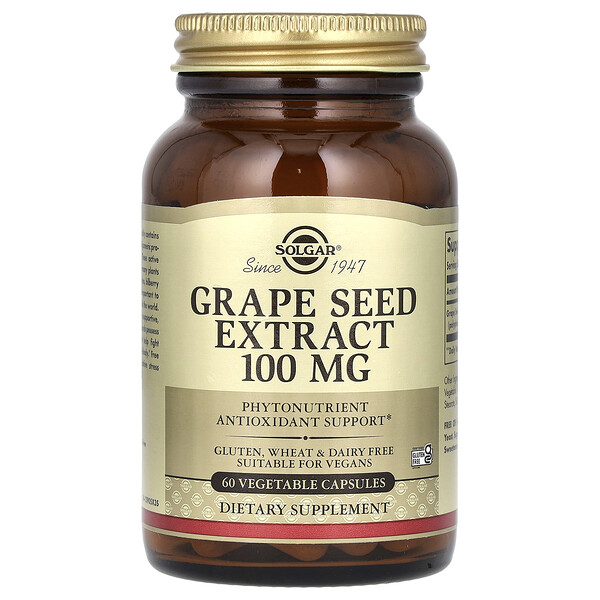 Экстракт Семян Винограда - 100 мг - 60 растительных капсул - Solgar Solgar