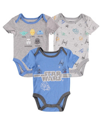 Baby Boys Star Wars Bodysuits, Pack of 3 HAPPY THREADS