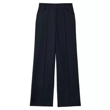Raven Wool-Blend Topstitched Trousers REISS