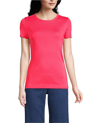 Women's Petite Cotton Rib Short Sleeve Crewneck T-shirt Lands' End