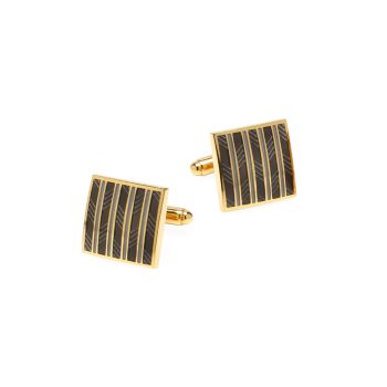 Ox &amp; Bull Trading Co. Black and Gold Striped Square Cufflinks Cufflinks, Inc.
