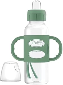 Dr. Brown's Milestones Narrow Sippy Spout Bottle with 100% Silicone Handles, Easy-Grip Handles with Soft Sippy Spout, 8oz/250mL, Black, 1-Pack, 6m+ Dr. Brown's