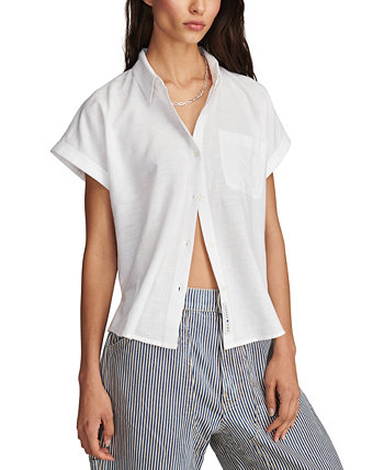 Women's Linen Short-Sleeve Button-Down Shirt Lucky Brand