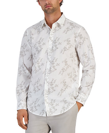 Мужская рубашка на пуговицах с длинными рукавами и цветочным принтом в горошек, созданная для Macy's Alfani