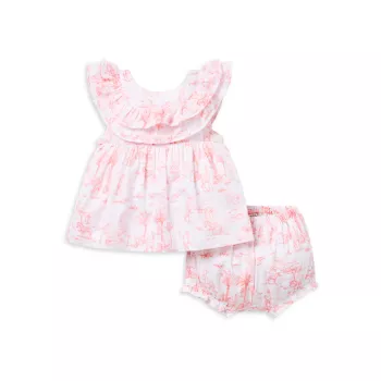 Baby Girl's Toile De Jouy Safari Print Dress &amp; Bloomers Set Janie and Jack