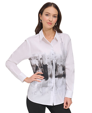Женская рубашка с принтом «Городской пейзаж» DKNY