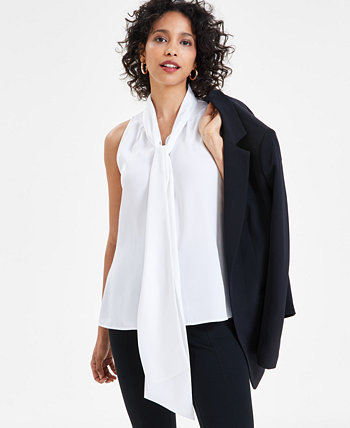 Women's Sleeveless Tie-Neck Blouse, Created for Macy's Bar III