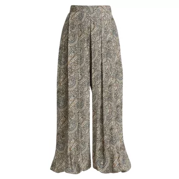 Плиссированные брюки-шаровары с узором пейсли Rosetta Getty