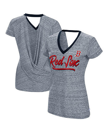 Женская серая футболка Boston Red Sox Halftime Back Wrap Top с v-образным вырезом Touch