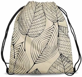 Рюкзак повседневный Sotunad Drawstring Backpack Bag Black Texture Leaf Autumn Beige Seamless Stylized Leaf Pattern Lightweight Backpack Soccer Ball Bag Suitable for Sports Beach Short Travel Stroage 35.6x42.9 см Sotunad