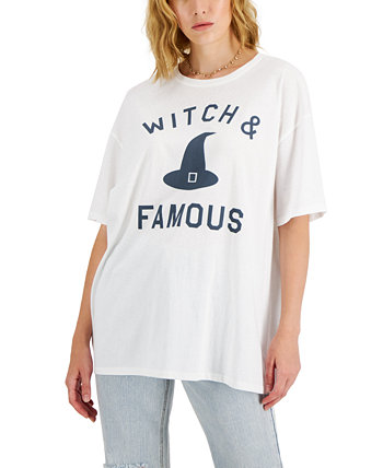 Juniors' Cotton Witch & Famous Graphic T-Shirt Grayson Threads Black