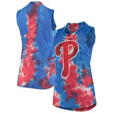 Женская майка Majestic Threads Red/Blue Philadelphia Phillies Tie-Dye Tri-Blend Muscle Tank Top Majestic