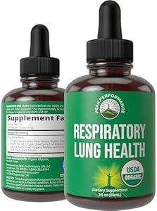 USDA Organic Lung Cleanse For Better Respiratory Health. 6-in-1 Liquid Drops (Жидкие капли) Vegan Supplement For Lungs with Mullein Leaf, Marshmallow Root. Detox For Smokers And Non Smokers. No Sugar Tonic Tincture Peak Performance