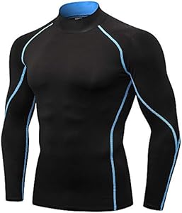 Men's Mock Compression Shirt UPF 50+ Long Sleeve Turtleneck Undershirts Baselayer Athletic Running T-Shirts Top Cargfm