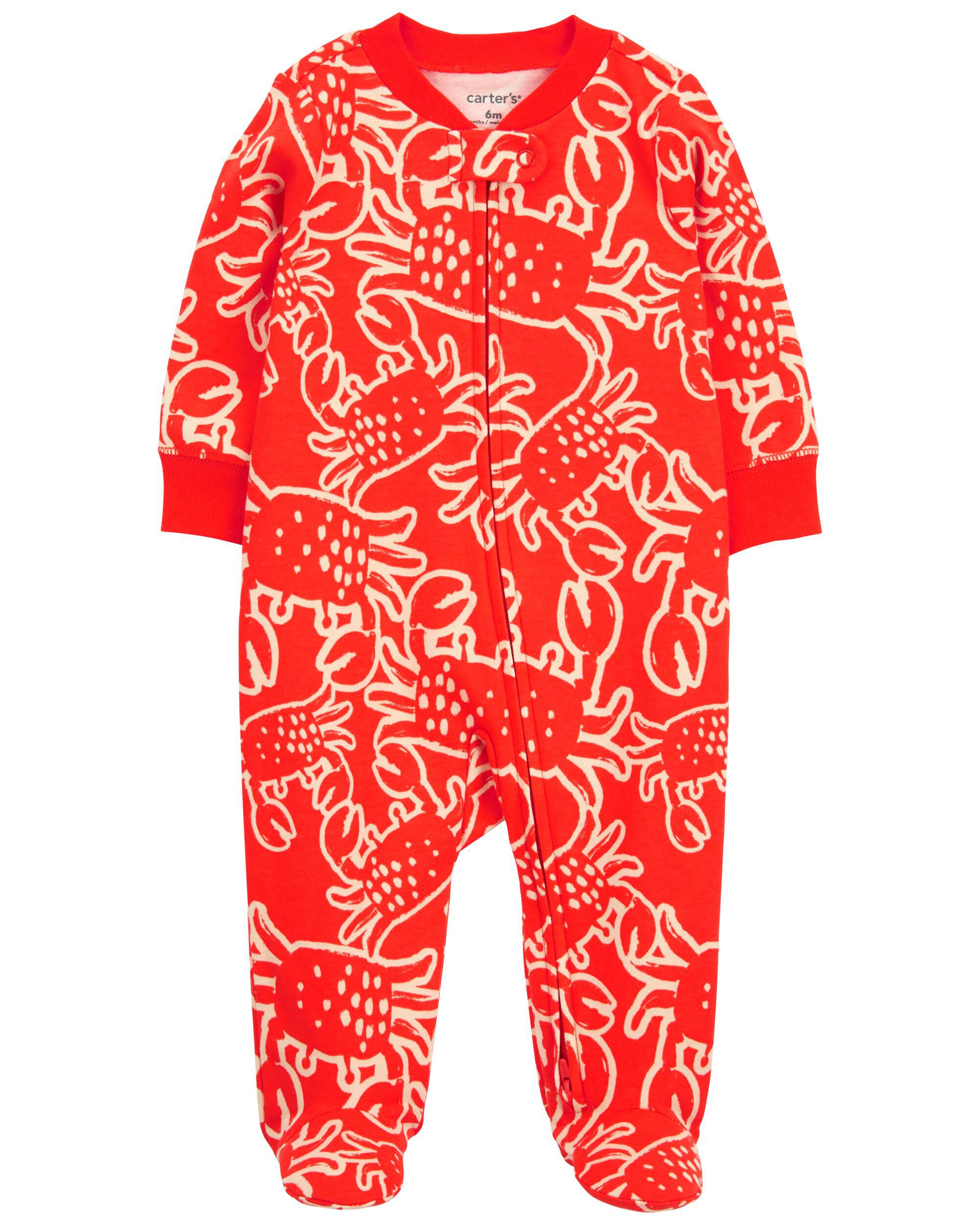 Детские хлопковые пижамы для сна и игр с двусторонней молнией краба Carter's