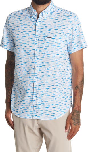 Рубашка с коротким рукавом с рыбным принтом Vintage Summer