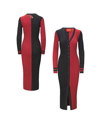 Женское черное вязаное платье-свитер на пуговицах Cardinal Arizona Cardinals Shoko STAUD