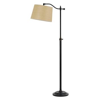 100 Watt Metal Down Bride Floor lamp with Fabric Tapered Drum Shade, Black Benzara