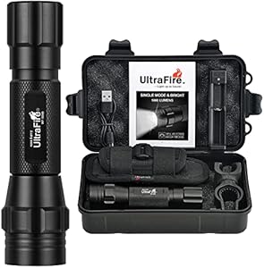 ULTRAFIRE Tactical Flashlight with Holster, Single Mode LED Flashlight 1000 High Lumen Duty Belt Flashlight with Holder, Law Enforcement Flashlights WF-508B ULTRAFIRE