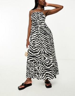 Черно-белое пляжное платье макси Iisla & Bird с зебровым принтом Iisla & Bird
