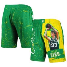 Men's Mitchell & Ness Larry Bird Green Boston Celtics Hardwood Classics Player Burst Shorts Unbranded