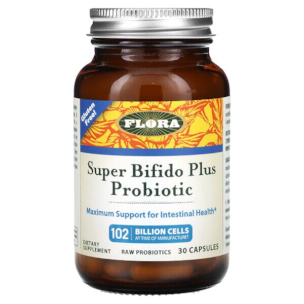 Пробиотик Super Bifido Plus, 102 миллиарда клеток, 30 капсул Flora