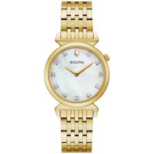 Женские часы Bulova из нержавеющей стали с золотистым акцентом и бриллиантами - 97P149 Bulova