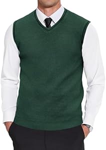 COOFANDY Men's Sweater Vest V Neck Sleeveless Sweater Slim Fit Casual Knitted Pullover Sweater COOFANDY