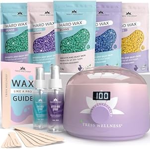 Tress Wellness Waxing Kit for Brazilian Wax - Easy to Use - For Sensitive Skin - Digital Display, Black Purple Flower Tress Wellness