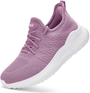 Womens Walking Tennis Shoes - Slip On Memory Foam Lightweight Casual Sneakers for Gym Travel Work Akk