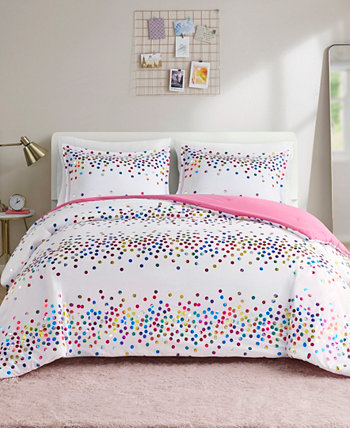 CLOSEOUT! Janie Rainbow Iridescent Metallic Dot 3-Piece Comforter Set, Full/Queen Intelligent Design