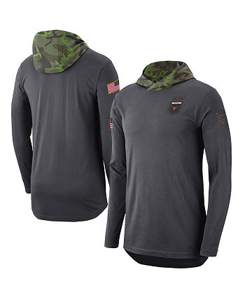 Мужская антрацитовая футболка с капюшоном Texas Longhorns в стиле милитари с длинным рукавом Nike