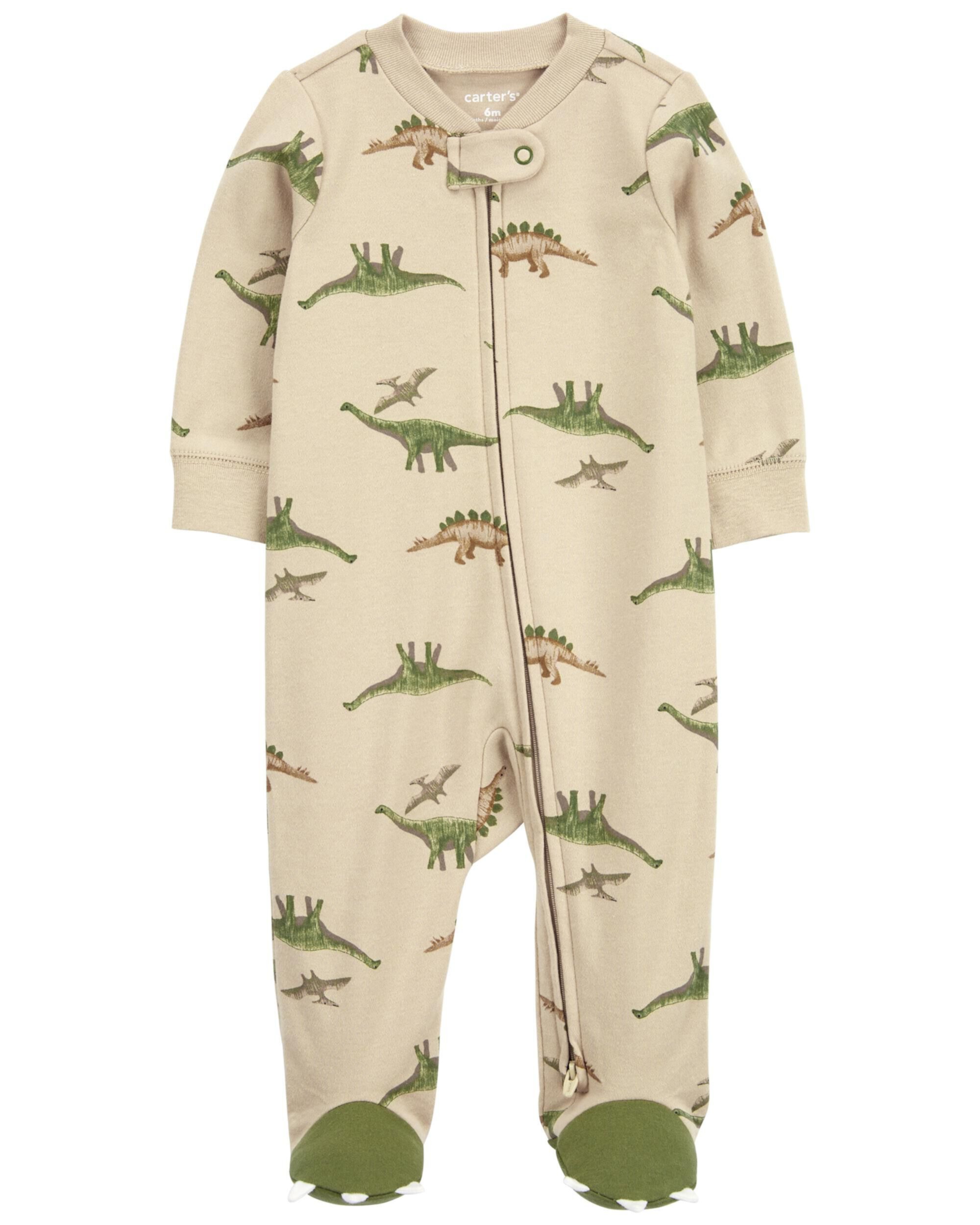 Детская хлопковая пижама с двусторонней молнией и динозавром для сна и игр Carter's