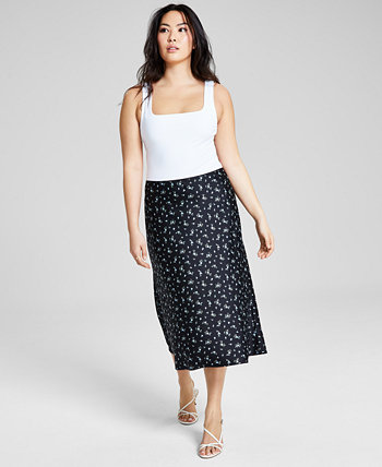 Женская атласная юбка-миди с цветочным принтом, созданная для Macy's And Now This