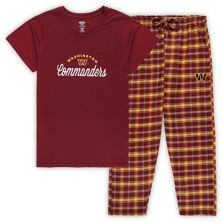 Women's Concepts Sport Burgundy Washington Commanders Plus Size Badge T-Shirt & Flannel Pants Sleep Set Unbranded