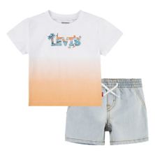 Пляжный комплект из футболки с логотипом и джинсовых шорт Levi's® для мальчиков младшего возраста Levi's®