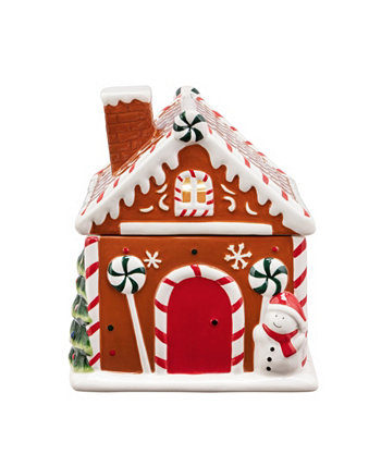9,5-дюймовая керамическая банка для печенья «Пряничный домик» с подсветкой Mr. Christmas