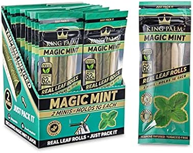 King Palm Flavors Mini Size Cones - 20 Pack, Display - Terpene Infused - Squeeze & Pop Pre Rolls - Organic Flavored Pre Rolled Cones - King Palm Flavors Cones (Magic Mint) King Palm