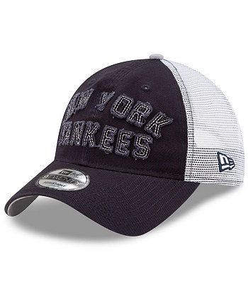 Мужская темно-синяя регулируемая кепка New York Yankees с бахромой и надписями Trucker 9Twenty New Era