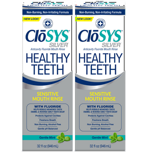 Closys Healthy Teeth Anti-Cavity Oral Rinse Mouthwash with Fluoride, Non-Burning, Non-Irritating – 32 Fl Oz (Pack of 2) CloSYS