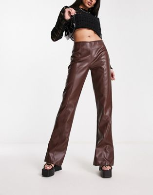 Широкие брюки из искусственной кожи Heartbreak шоколадно-коричневого цвета — часть комплекта Heartbreak